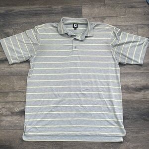 FootJoy | Men's Lightweight Golf Polo Size XXL 2XL Grey Green White Stripe